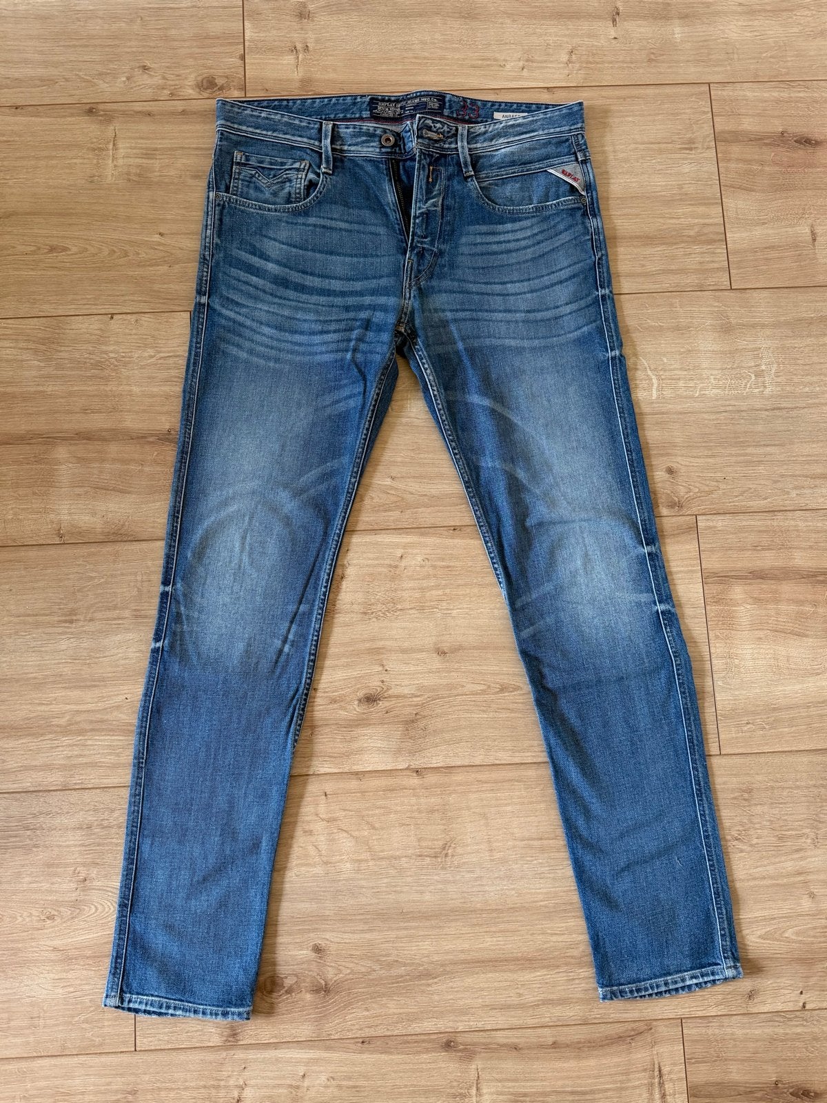 Replay Anbass Slim Fit Jeans - Maat W33/L32, Ophalen of Verzenden, Zo goed als nieuw, Blauw, Overige jeansmaten