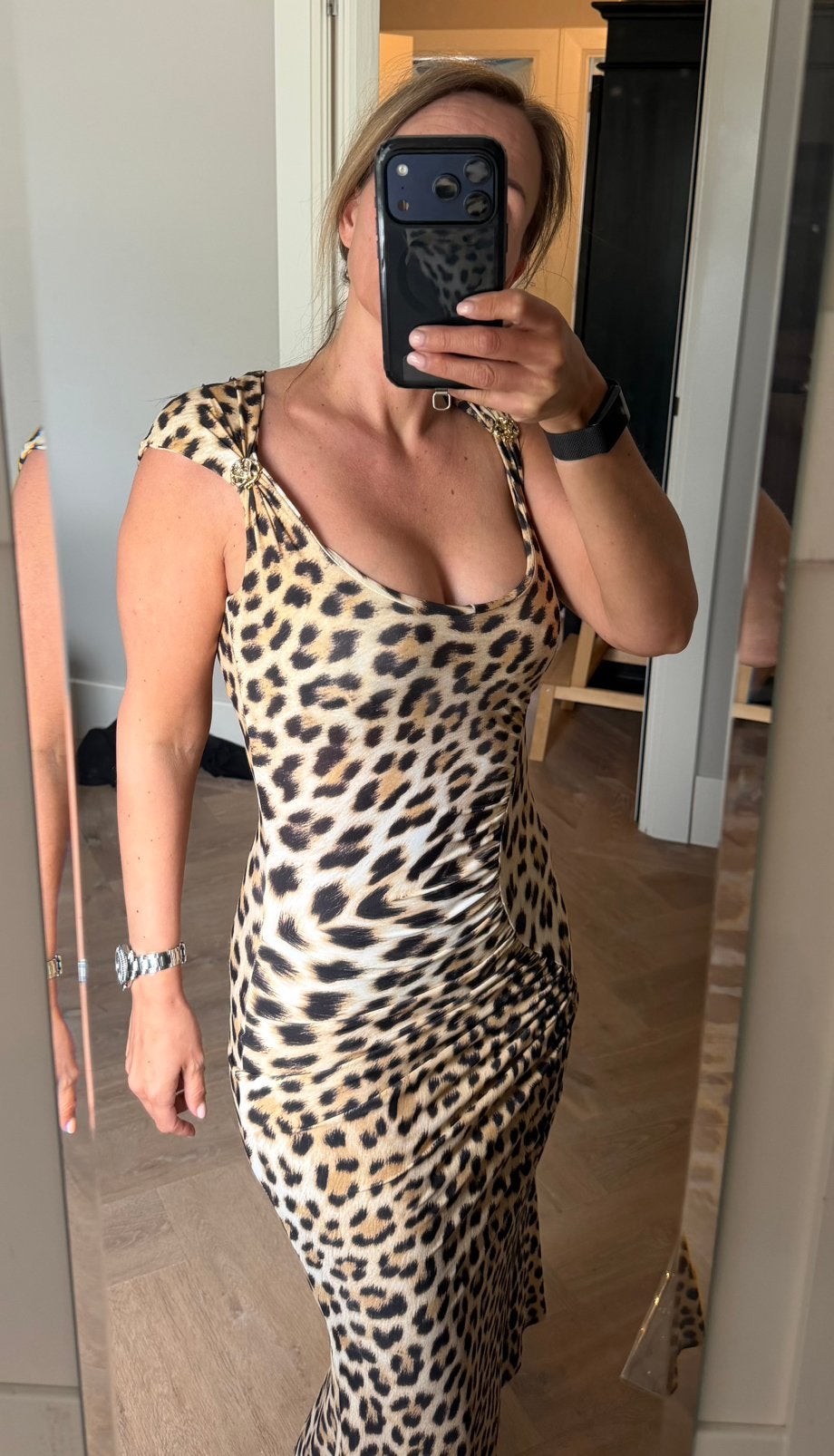 Roberto Cavalli leopard dress 34, Kleding | Dames, Bruin, Ophalen of Verzenden, Zo goed als nieuw, Maat 34 (XS) of kleiner