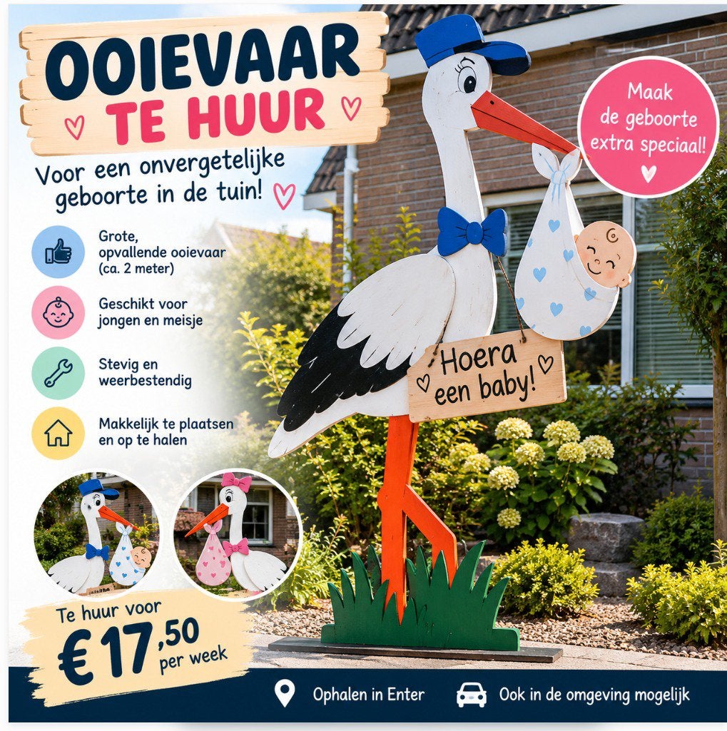 Geboorte ooienvaar te huur €17,50,- per week, Ophalen, Nieuw, Geboortebord
