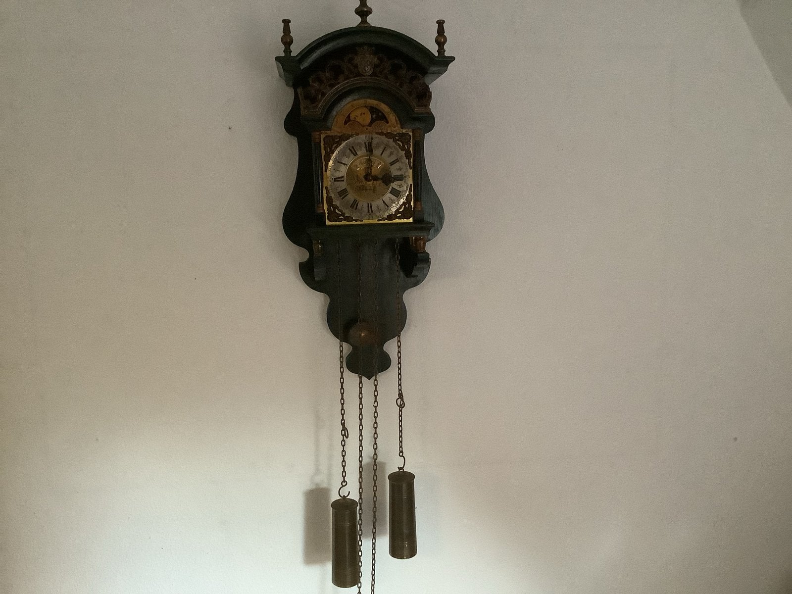 Warnink Sallander wandklok met originele groene laklaag, Ophalen of Verzenden