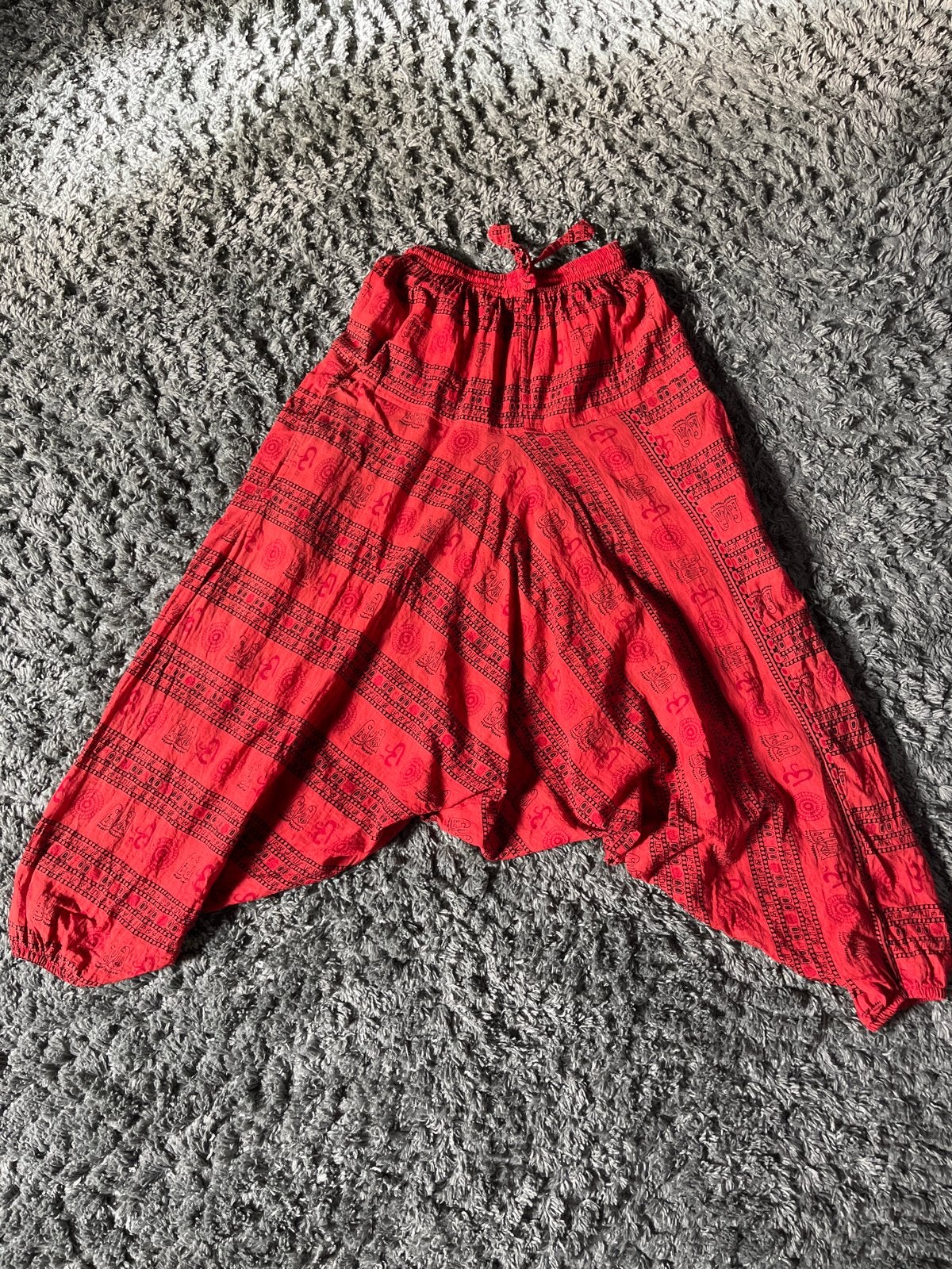 Rode harembroek met print - 100% katoen, Kleding | Dames, Zo goed als nieuw, Lang, Rood, Ophalen