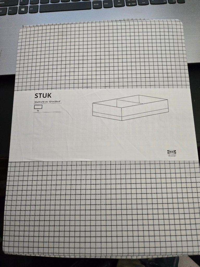 IKEA STUK doos met vakken formaat 32x51x10 cm, Ophalen, Nieuw, Wit, Textiel