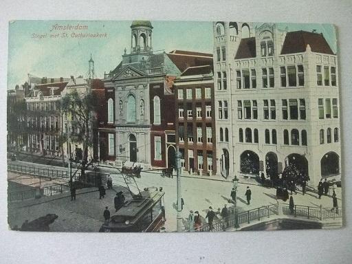 P227 Amsterdam - Singel met Catharinakerk - 1909, Verzenden, Voor 1920, Gelopen, Noord-Holland