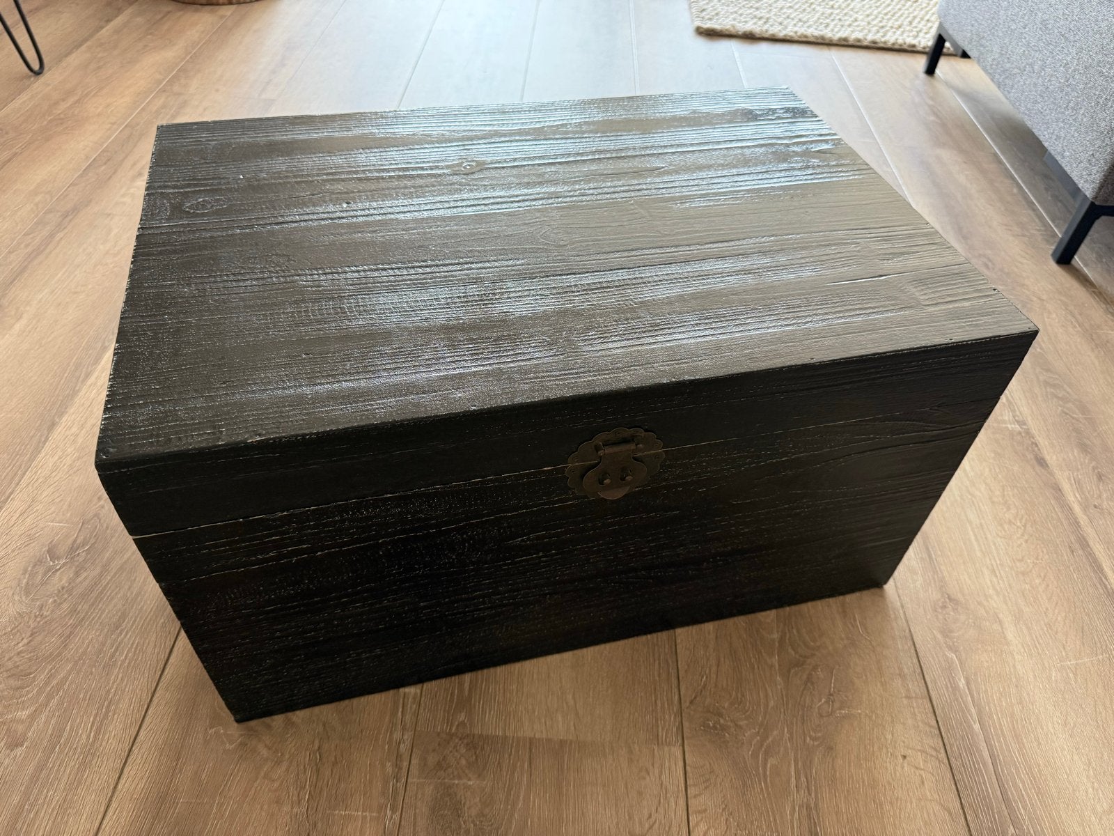 Zwarte houten kist - Opbergkist met deksel, Ophalen, Minder dan 50 cm, Gebruikt, 50 tot 100 cm