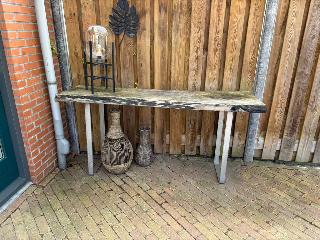 Sidetable voor buiten, Huis en Inrichting, Tafels | Sidetables, Ophalen, Gebruikt, Metaal, 150 tot 200 cm
