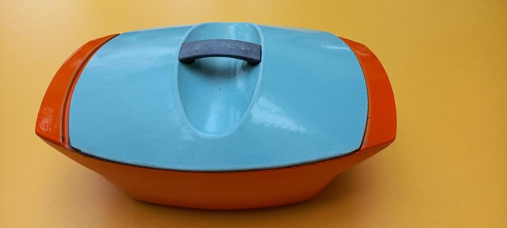 Le Creuset Raymond Loewy braadpan 4,5 liter goede staat., Ophalen of Verzenden, Gebruikt, Gietijzer, Koekenpan of Braadpan