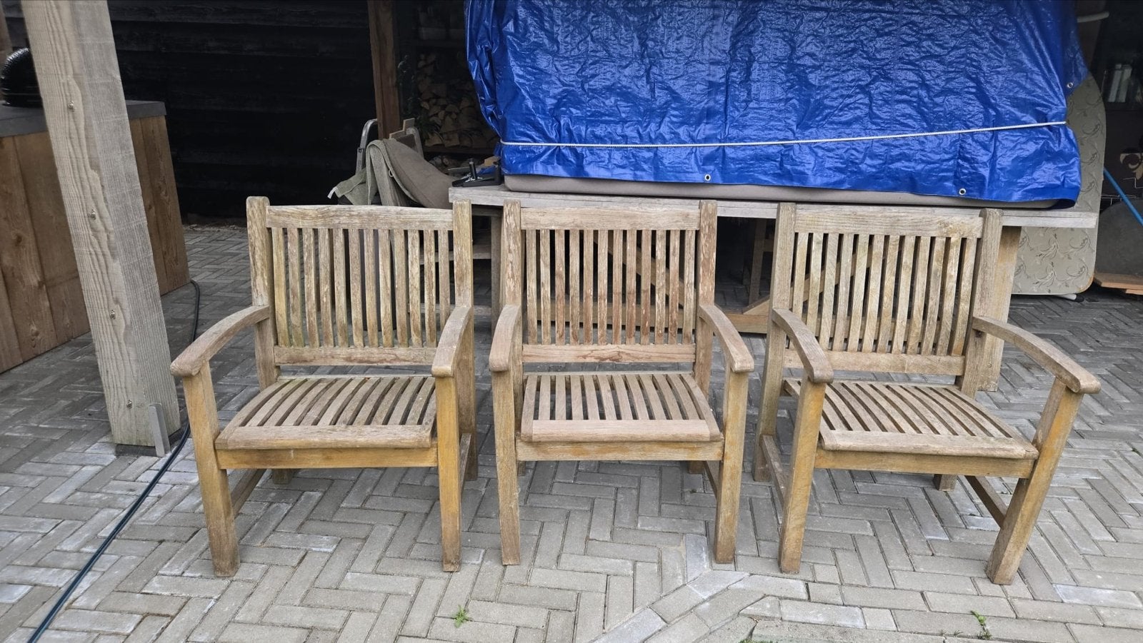 Set van 6 Teakhouten Tuinstoelen - Garden Impressions, Ophalen, Gebruikt, Teakhout
