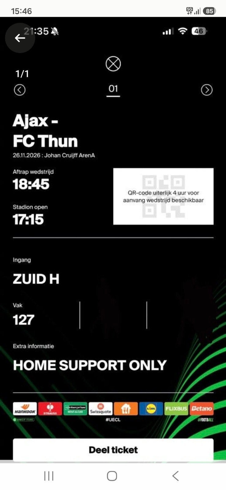 ajax-thun fside kaart, Eén persoon