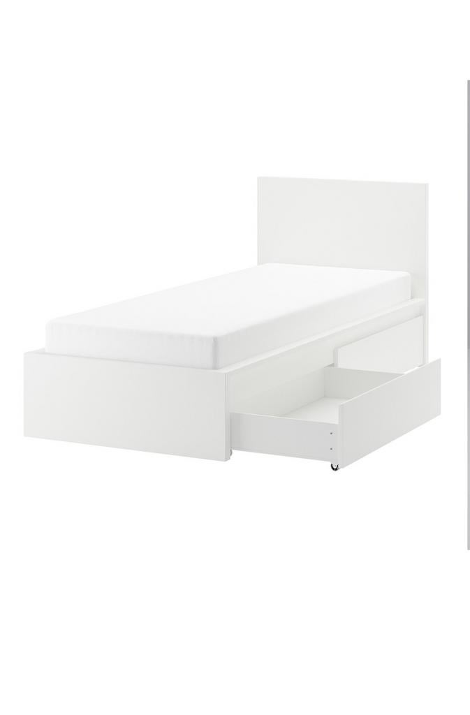 IKEA malm eenpersoonsbed, lattenbodem + matras, 90 cm, Eenpersoons, Wit, Ophalen of Verzenden