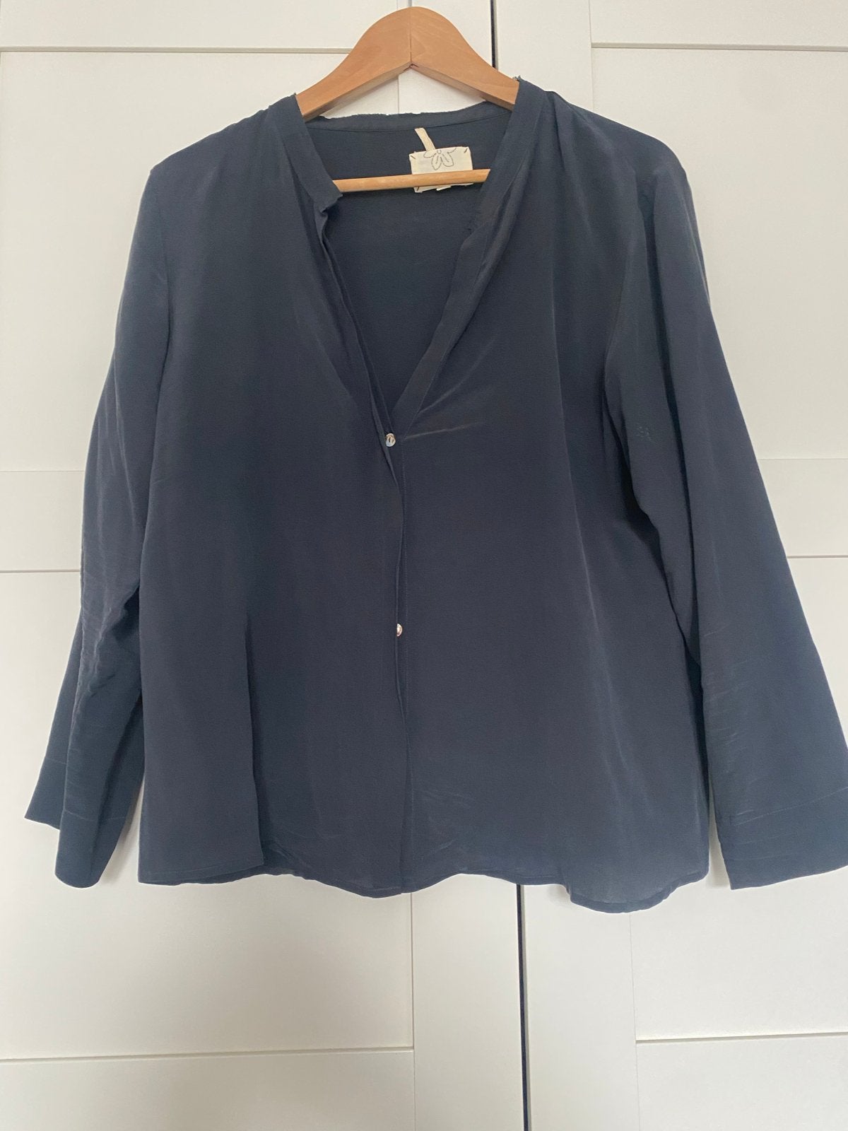 Diega Zijden Blouse Maat XL - Antraciet/grijs, Verzenden, Gedragen, Maat 42/44 (L), Grijs
