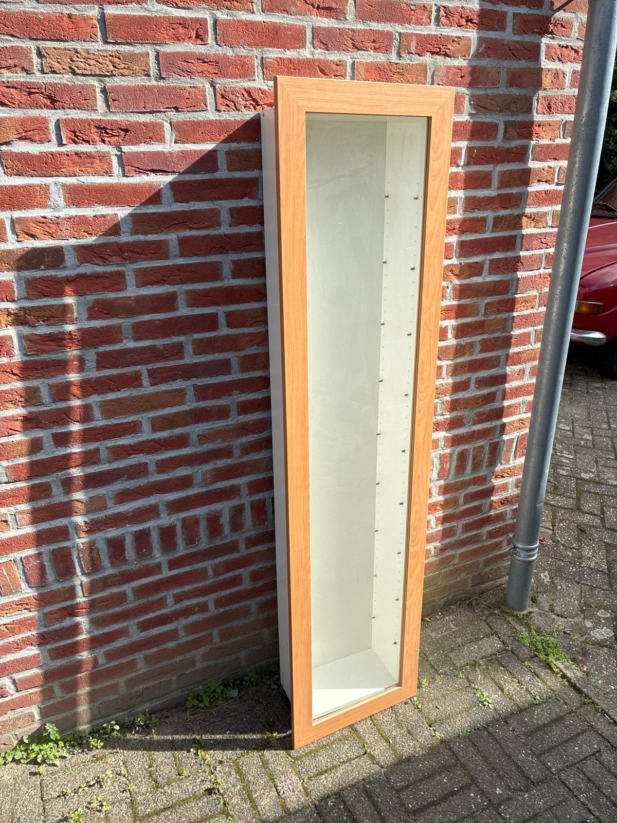 Ophang vitrinekast met glazen deur en planken, Ophalen, Minder dan 50 cm, Gebruikt, Minder dan 25 cm