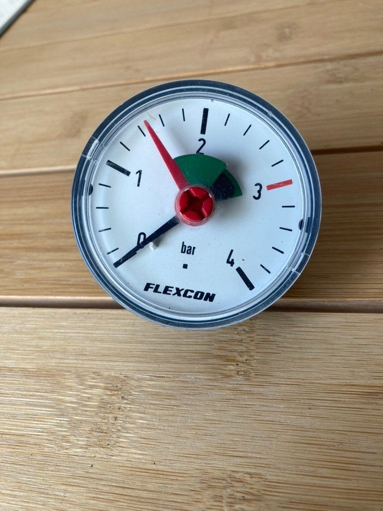 C.V. drukmeter Flamco Flexcon manometer 1/4" axiaal 0-4 bar, Minder dan 30 cm, Cv-ketel of Combi-ketel, Nieuw, Minder dan 60 cm