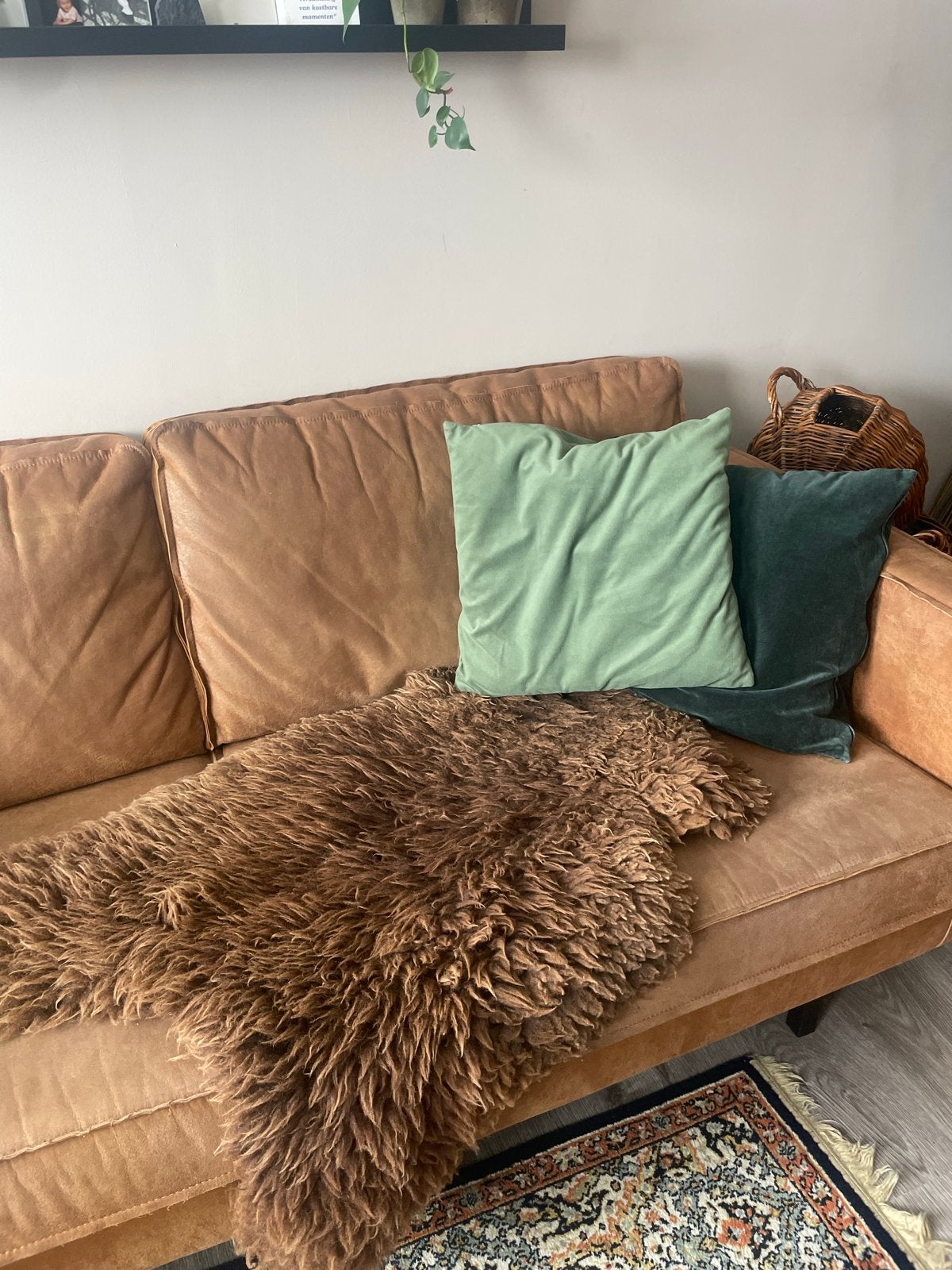 Leren bank 'Be Pure' 3-zits, cognac kleur, Huis en Inrichting, Banken | Sofa's en Chaises Longues, Ophalen, Gebruikt, Driepersoons