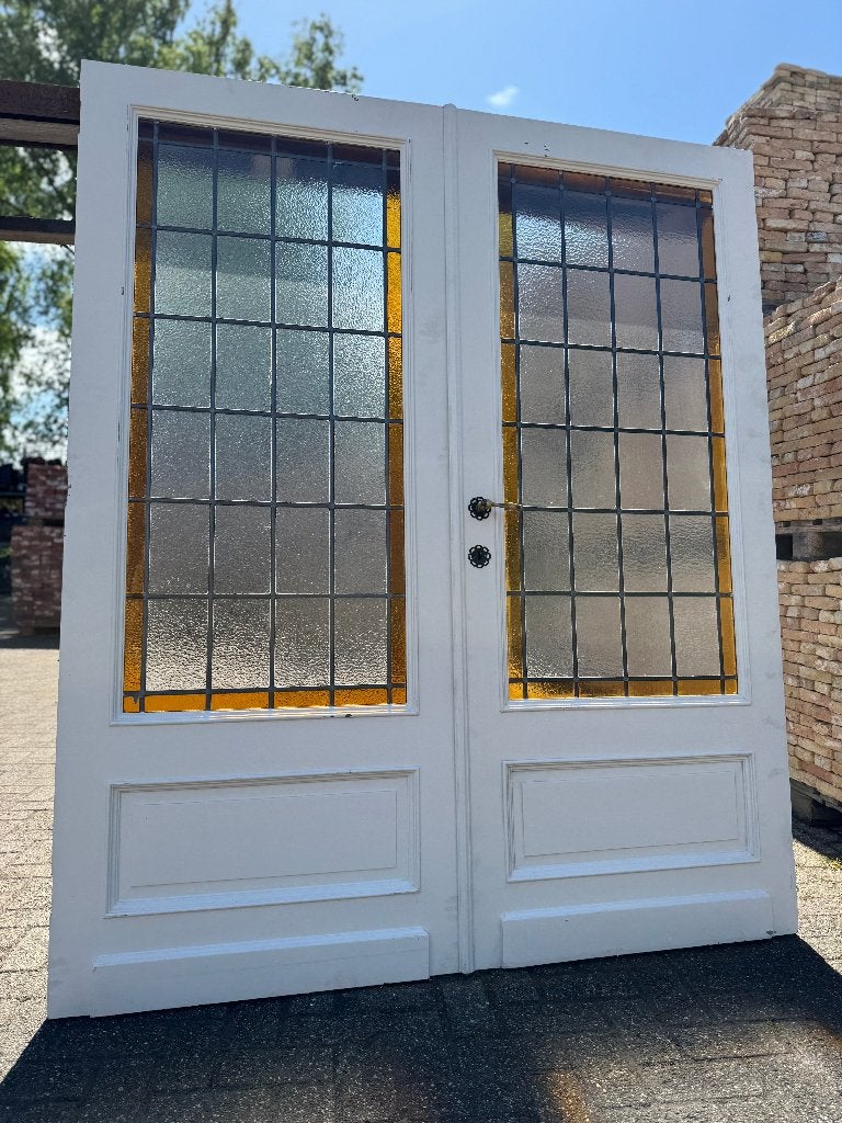 Set openslaande deuren met glas in lood 201x168cm., Ophalen