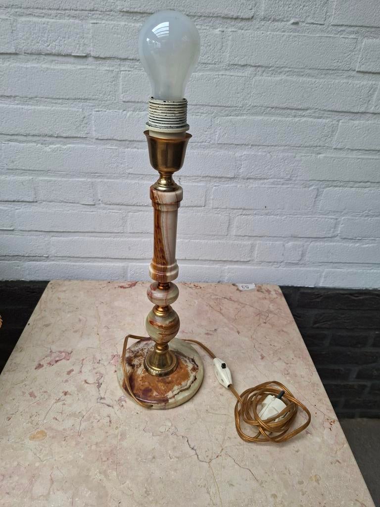 Tafellamp met marmeren voet ( Onyx ), Huis en Inrichting, Ophalen, Minder dan 50 cm