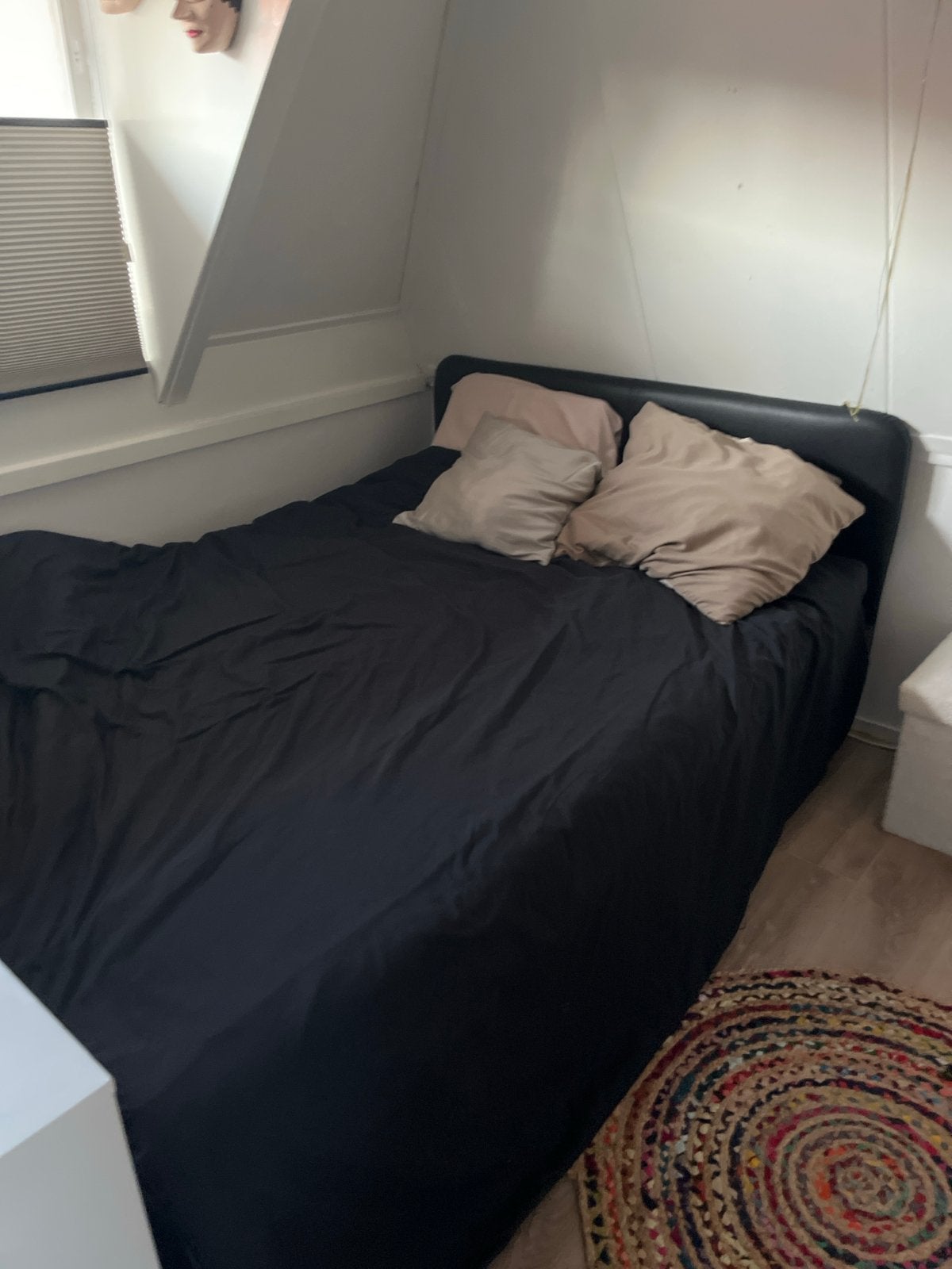 Tweepersoonsbed met lattenbodem - Zwart, Huis en Inrichting, Ophalen, Gebruikt, Zwart, Tweepersoons