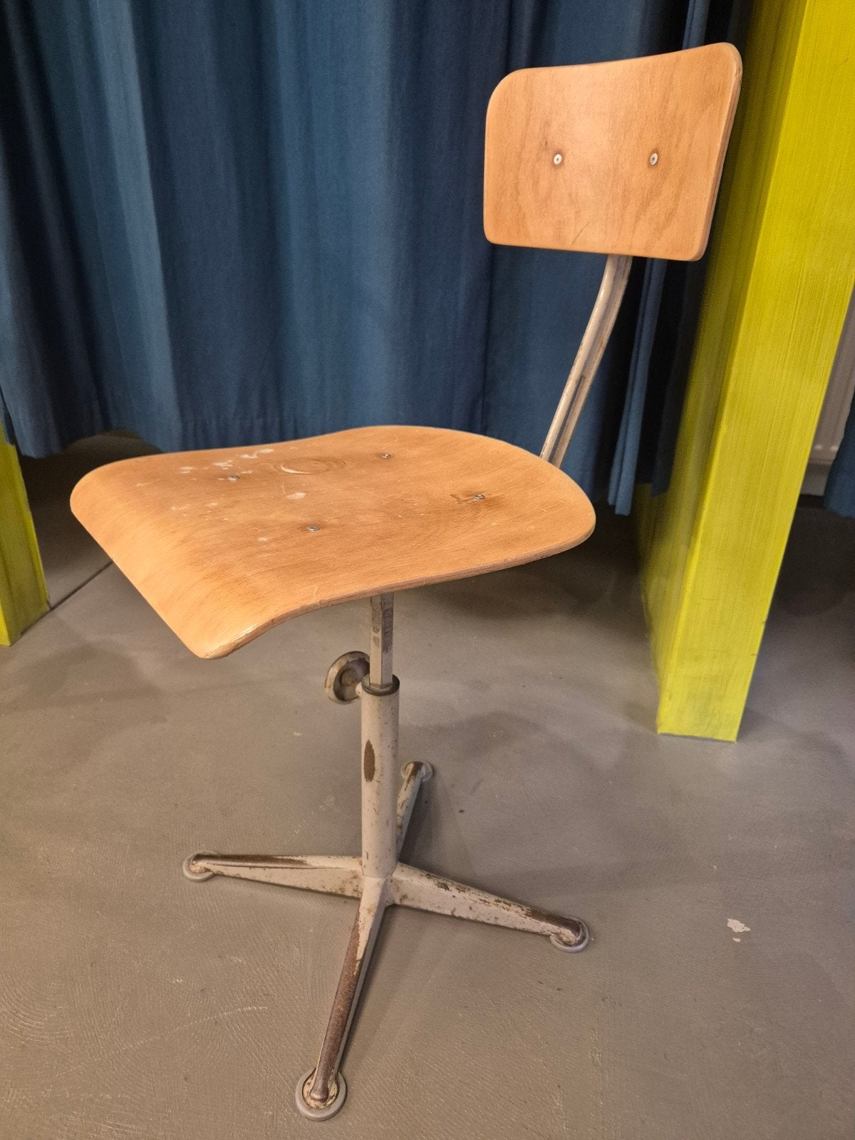 Vintage Bureaustoel met Houten Zitting en Rugleuning, Ophalen of Verzenden