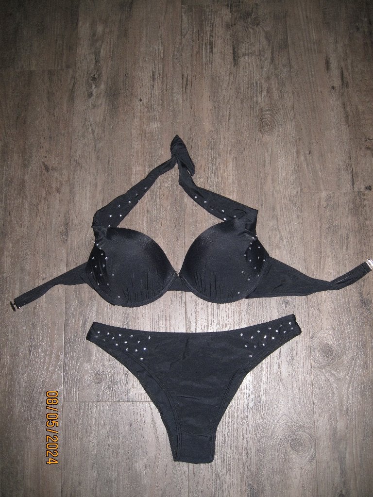 ***NIEUW*** zwarte bikini met strass steentjes maat L, Zwart, Nieuw, Ophalen of Verzenden, Onbekend