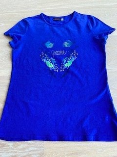 Blauw T-shirt met papagaaien van Catimini mt. 158, Catimini, Meisje, Ophalen of Verzenden, Zo goed als nieuw