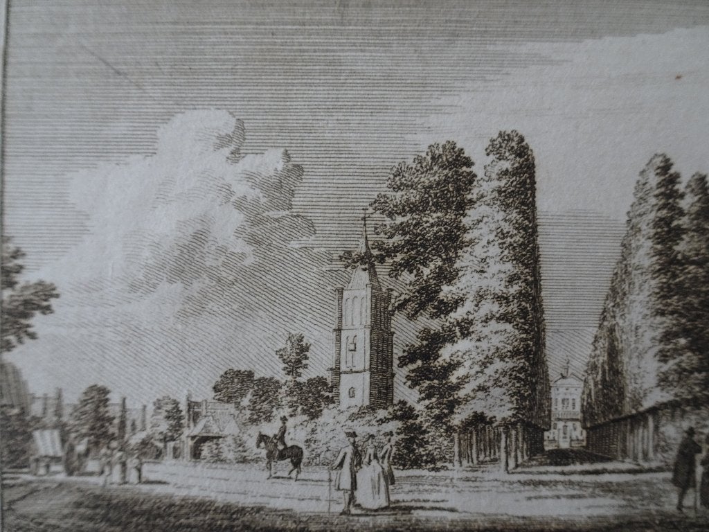 gravure dorp Oostkapelle Walcheren, Spilman 1745, Ophalen of Verzenden, Origineel