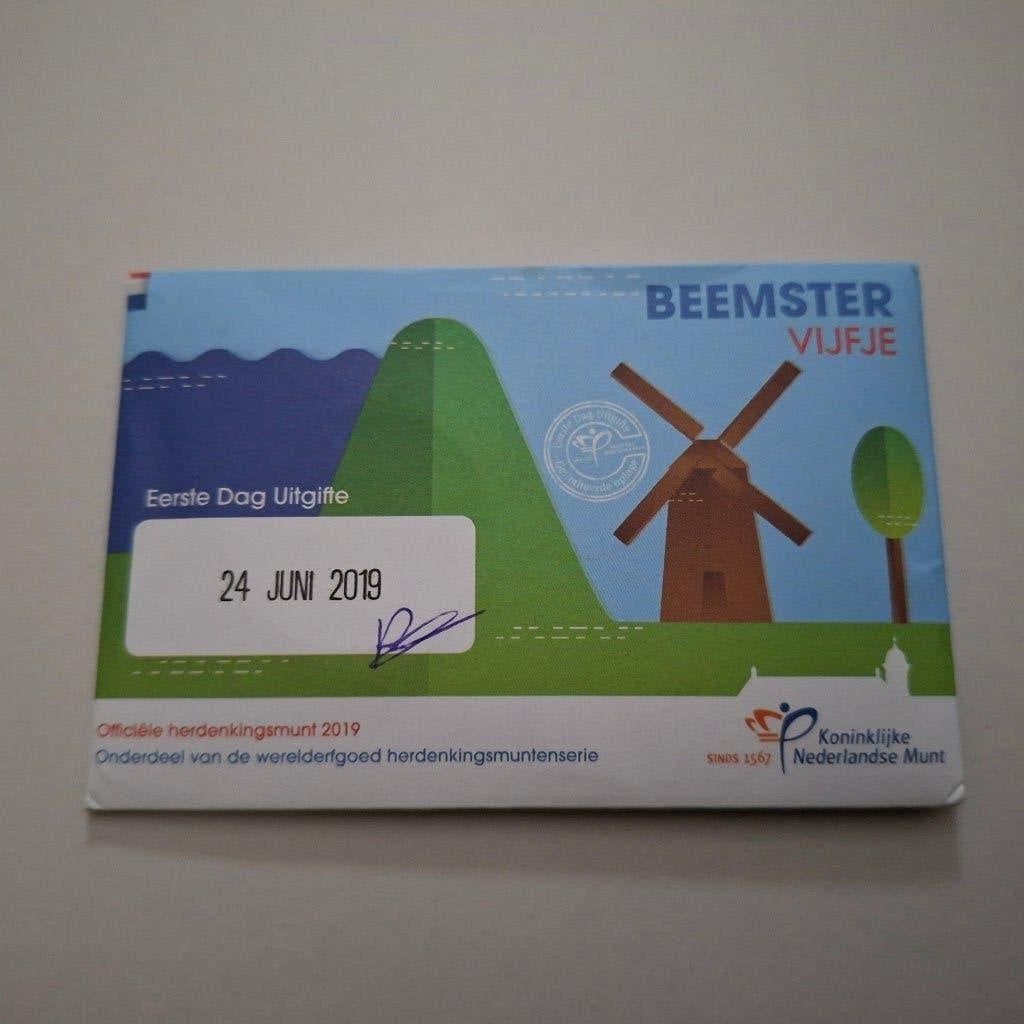 coincard eerste dag uitgifte Beemster vijfje 2019, Ophalen of Verzenden, Koningin Beatrix, Euro's