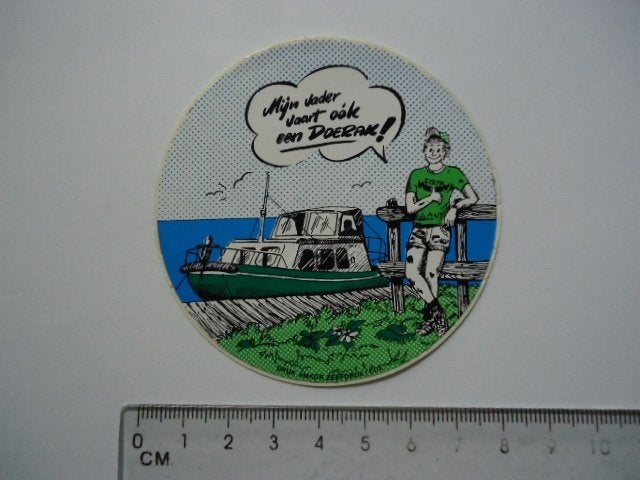 sticker oud DOERAK boot schip strip retro vintage, Verzenden, Zo goed als nieuw, Bedrijf of Vereniging