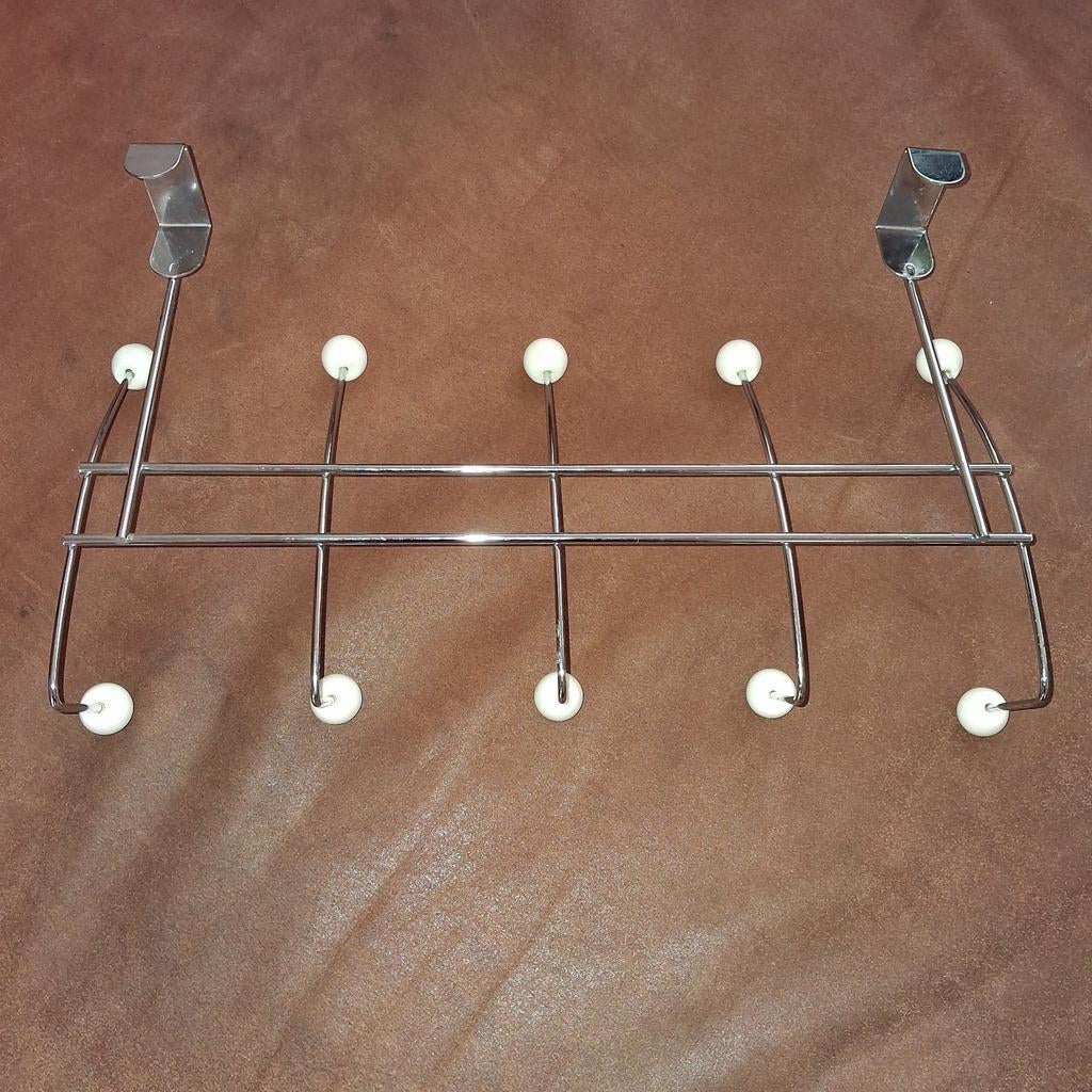🤩 Vintage kapstok voor deur of kast chroom met witte bollen, Ophalen of Verzenden
