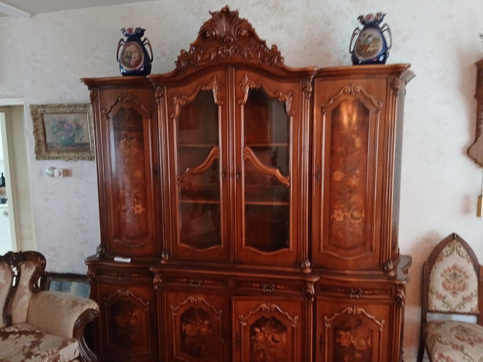 Vitrine wandkast  zeer mooi!, Huis en Inrichting, Kasten | Vitrinekasten, Ophalen, Gebruikt, 200 cm of meer, Klassiek