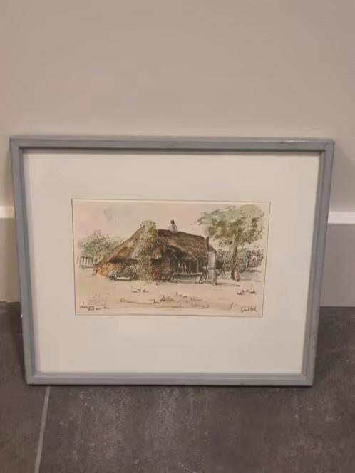 Litho Bob Brobbel Hut van Mie Laren, Antiek en Kunst, Ophalen