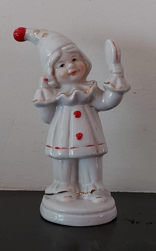 Antiek porselein beeldje Pierrot, Ophalen of Verzenden, Gebruikt, Mens