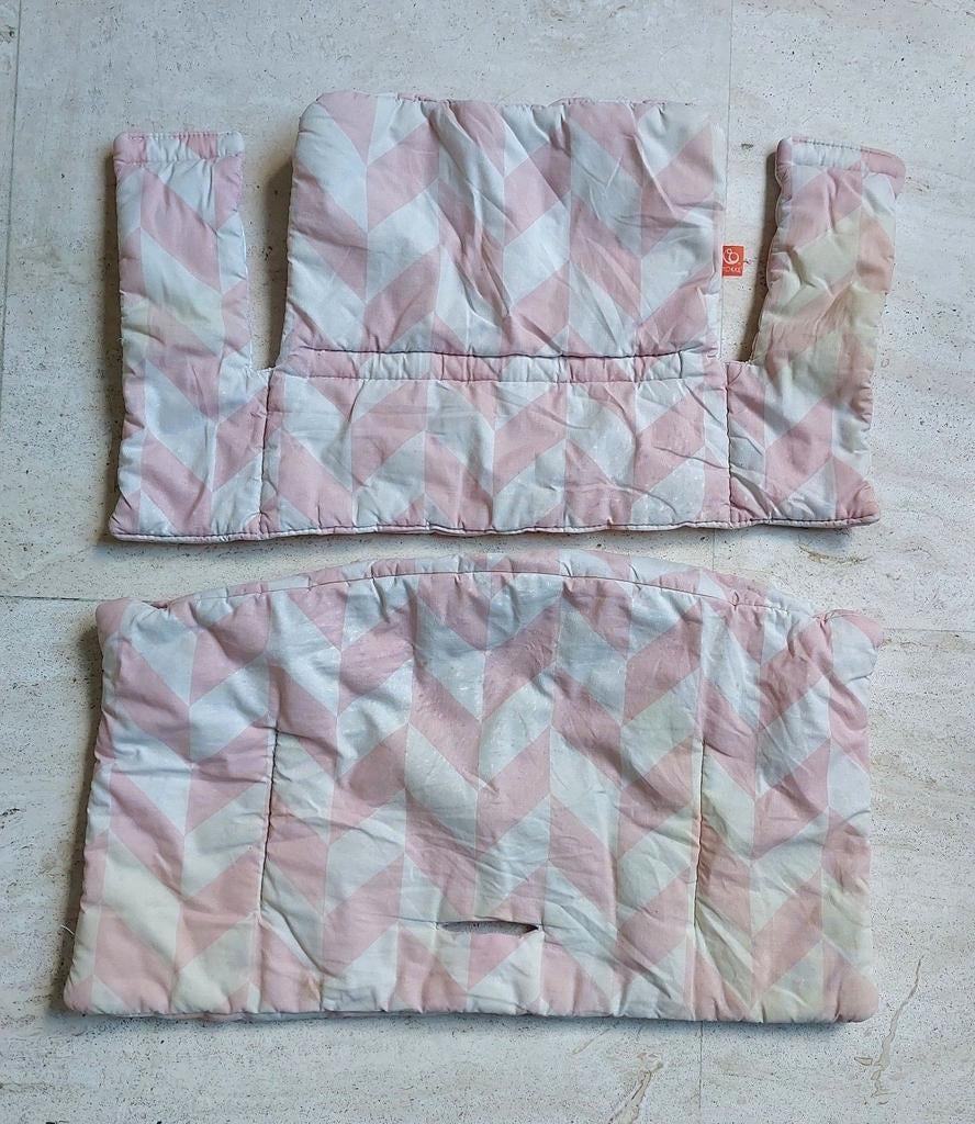 Stokke tripp trapp kussenset roze wit, Ophalen of Verzenden, Gebruikt, Meegroeistoel
