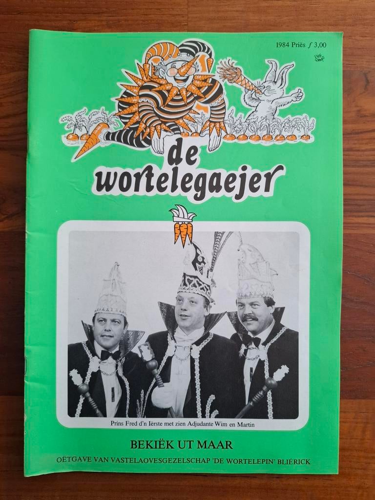 Wortelepin carnaval De Wortelegaejer 1984 vastelaovend, Ophalen of Verzenden, Gebruikt, Boek, Tijdschrift of Artikel