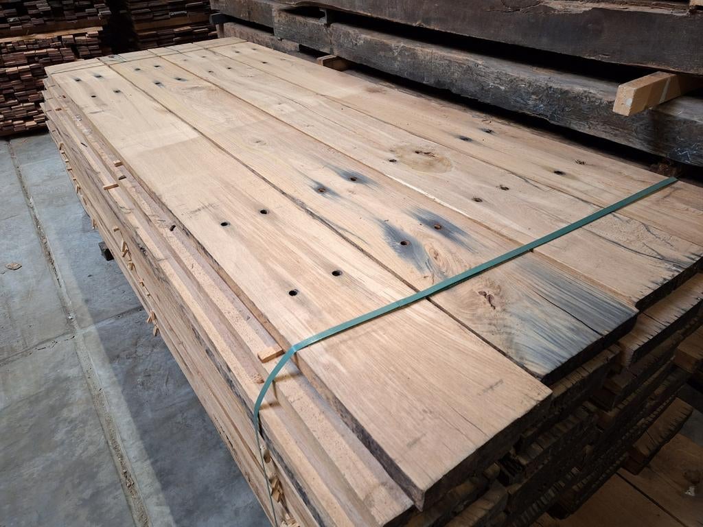 Oud eiken planken  Wagondelen  Spoorplanken wagonplanken, Doe-het-zelf en Verbouw, Hout en Planken, Ophalen of Verzenden, Gebruikt