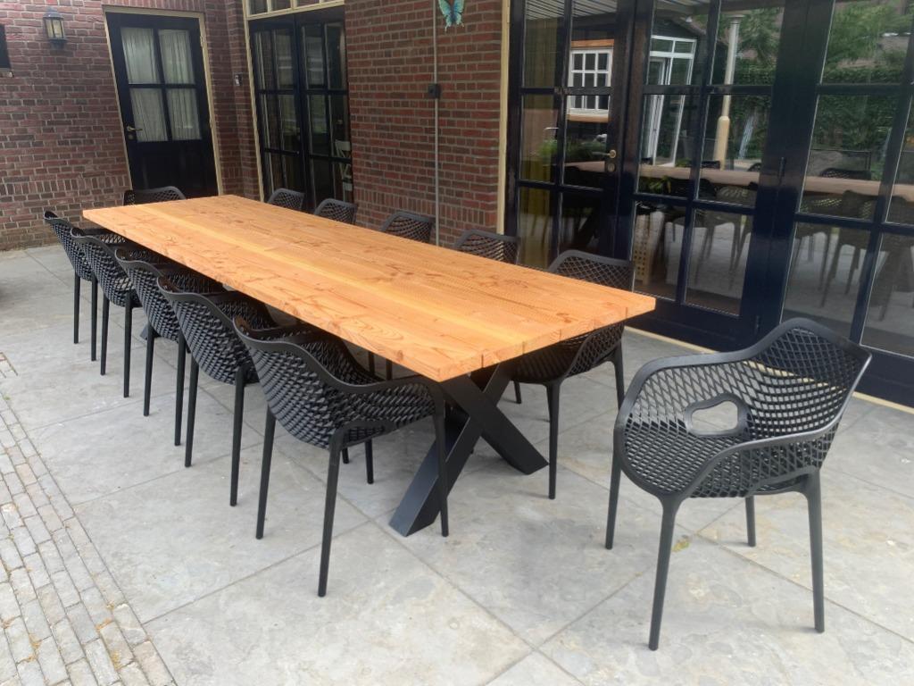 Moderne Tuintafel Douglas + Stalen poten | X Poot | DuuMaa, Tuin en Terras, Ophalen of Verzenden, Nieuw, Rechthoekig, Hout