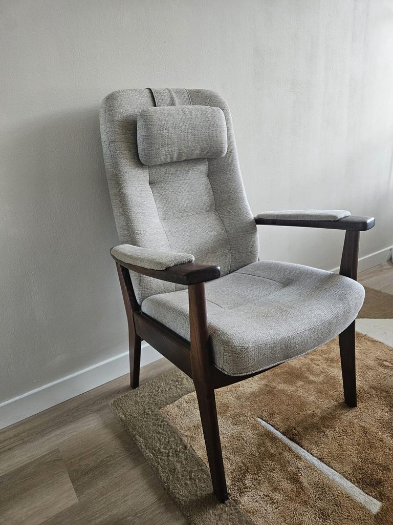 Vintage Farstrup Relaxfauteuil, Huis en Inrichting, Fauteuils, Ophalen, Gebruikt, Hout, 50 tot 75 cm