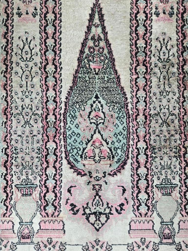 Handgeknoopt oosters Kashmir tapijt Mirab Cashmere 89x176cm, Crème, Gebruikt, Perzisch, HYPE POP-UP