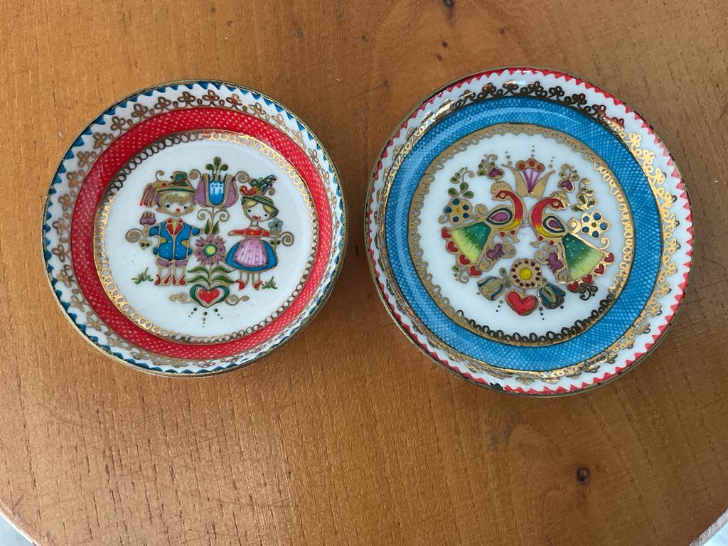 Vintage Arta Austria emaille schaaltjes goud tirol paradijs, Antiek en Kunst, Antiek | Emaille, Ophalen of Verzenden