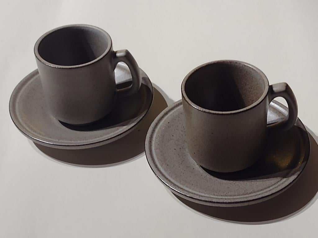 2 x Cor Unum koffie kop en schotel Amsterdams grijs / retro, Ophalen