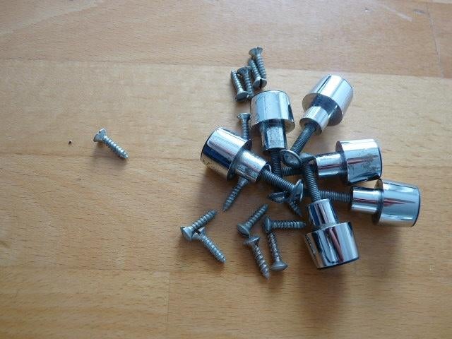 Knopjes voor kast of lade, 6 stuks, Chroom, zwart plastic, Ophalen of Verzenden