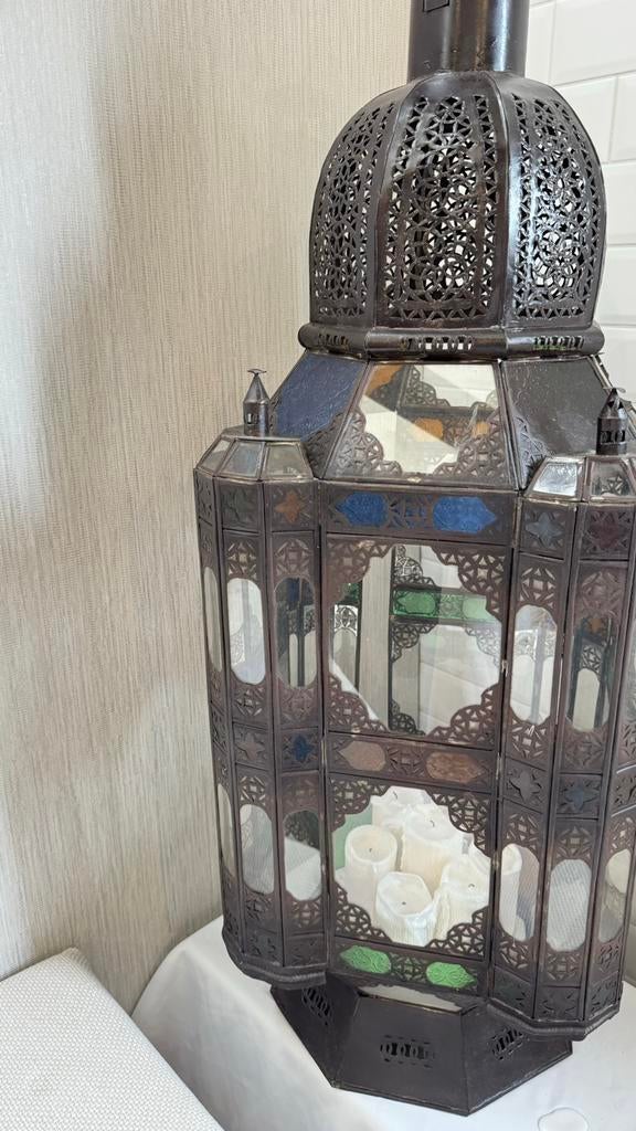 Prachtig Grote marokkaanse lamp lantaren, Huis en Inrichting, Woonaccessoires | Kandelaars en Kaarsen, Ophalen, Zo goed als nieuw
