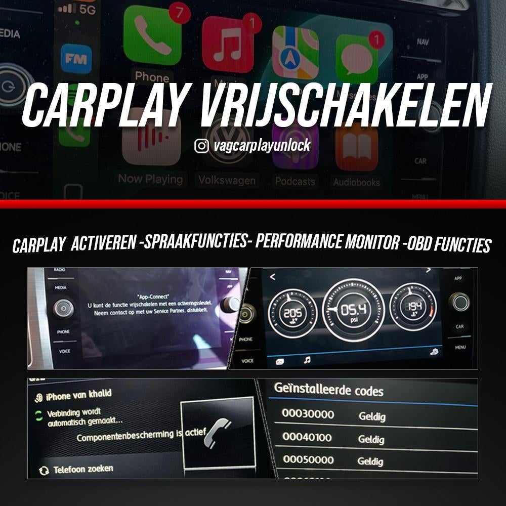 Carplay activeren/App-Connect/Activeringssleutel/Vrijschakel