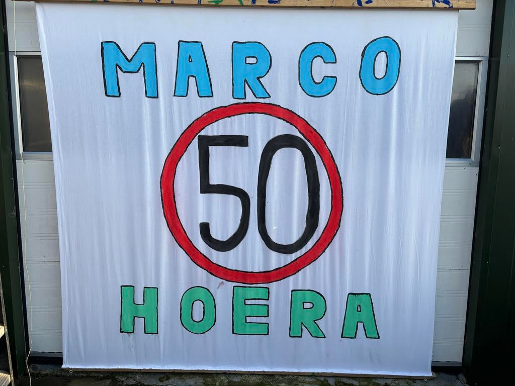 Spandoek 50 jaar Marco - Feestelijke Versiering, Ophalen, Nieuw, Versiering, Abraham of Sarah