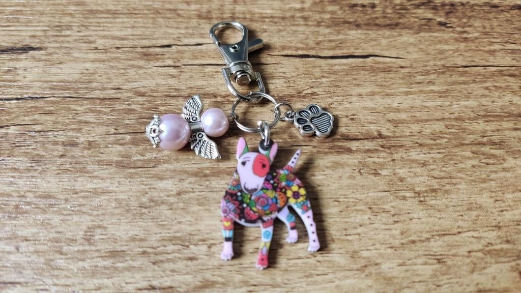 Tashanger Sleutelhanger Bull terriër cartoon beschermengel, Sieraden, Tassen en Uiterlijk, Verzenden, Nieuw, Overige kleuren, Handtas