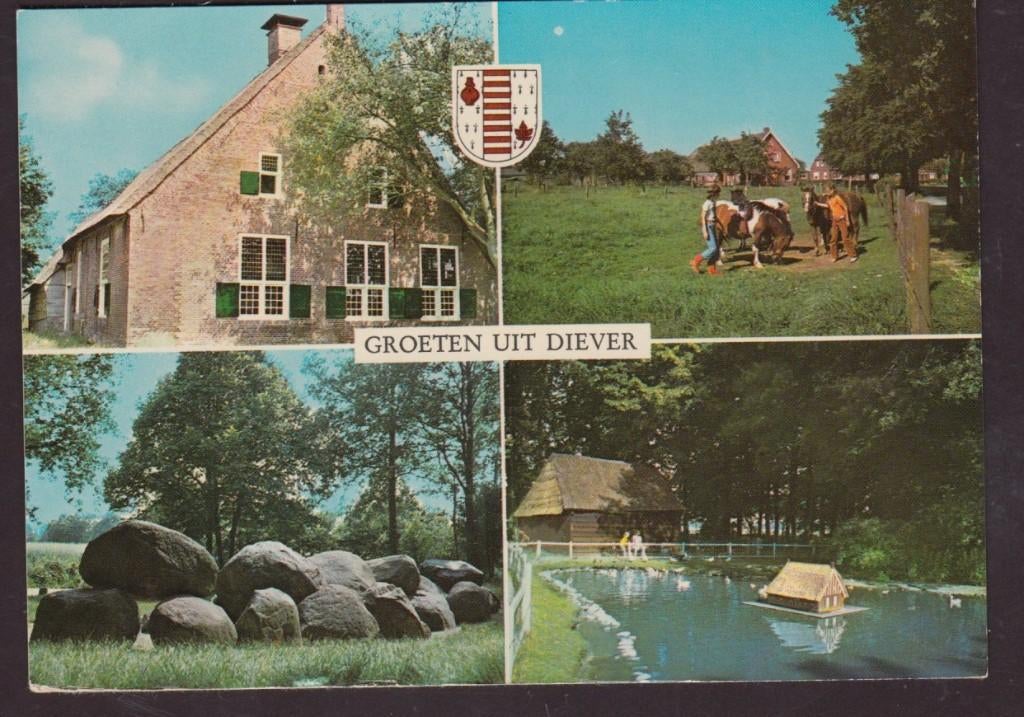 Diever Groeten Hunebed Koeien Eendenkooi  1974 ongelopen, Verzenden, 1960 tot 1980, Ongelopen, Drenthe