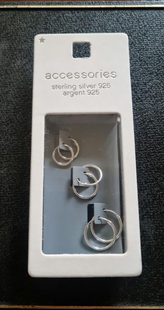 Set 3 paar kleine oorringen sterling zilver NIEUW, Nieuw, Ophalen of Verzenden, Knopjes of Stekers, Zilver