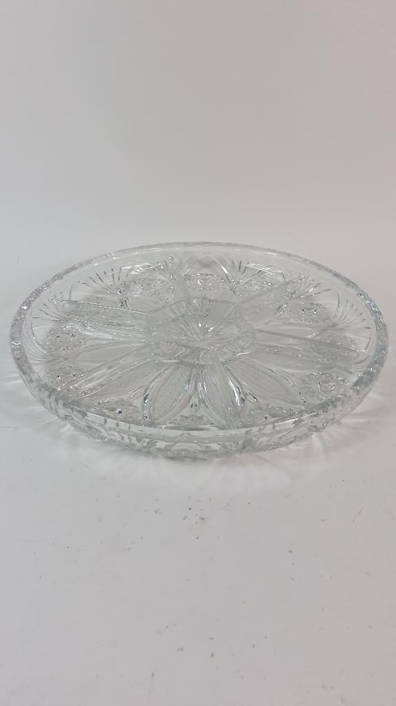 Vintage hapjesschaal, geslepen kristal met ster. 4C6, Antiek en Kunst, Antiek | Glas en Kristal, Ophalen of Verzenden
