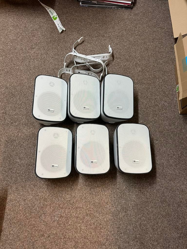 Power Dynamics BD65TW - 6x Buiten/Binnen Speaker Set, Audio, Tv en Foto, Luidsprekers, Gebruikt, Front, Rear of Stereo speakers