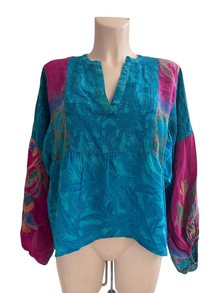 Sissel Edelbo shirt lange mouw One Size, Kleding | Dames, Jurken, Blauw, Ophalen of Verzenden, Zo goed als nieuw, Onder de knie