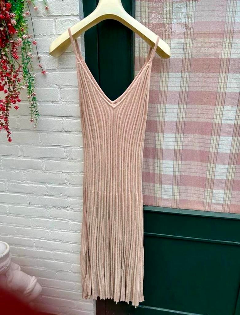 H&M Jurk Maat 36 Rose/Zilver Plissé, Ophalen of Verzenden, Zo goed als nieuw, Maat 36 (S), Roze