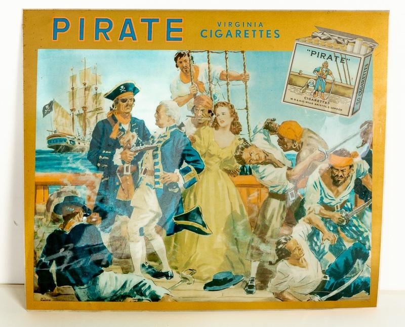 Originele 'Pirate Virginia Cigarettes' display — fifties, Verzamelen, Rookartikelen, Aanstekers en Luciferdoosjes, Ophalen of Verzenden